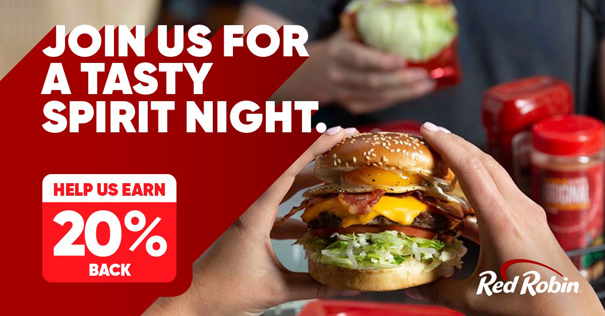 join us at red robin for a tasty night and 20% off